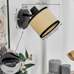 hofstein Chellas Applique murale Noir, 1 lumière