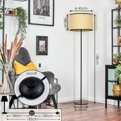 hofstein Chellas Lampadaire beige, 1 lumière