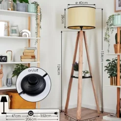 Luminaires Scandinaves-hofstein Chellas Lampadaire Écru, Noir, 1 lumière