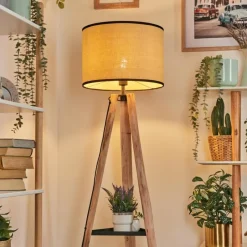 Luminaires Scandinaves-hofstein Chellas Lampadaire Écru, Noir, 1 lumière