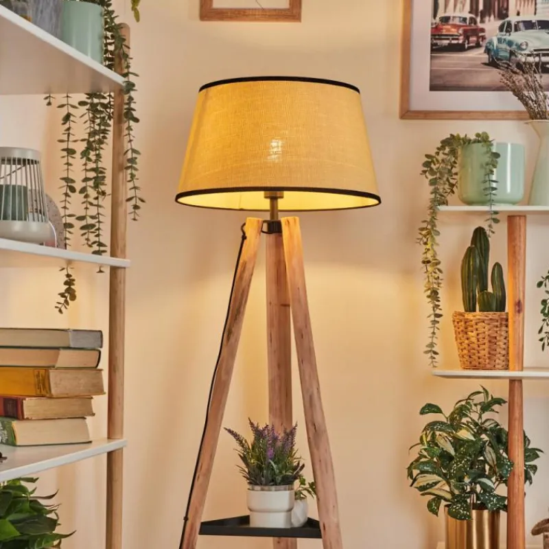 Luminaires Scandinaves-hofstein Chellas Lampadaire Écru, Noir, 1 lumière