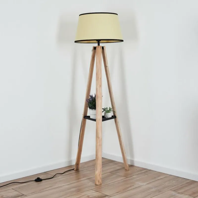 Luminaires Scandinaves-hofstein Chellas Lampadaire Écru, Noir, 1 lumière