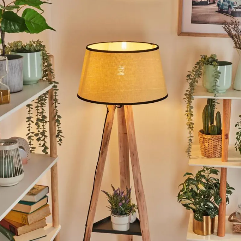 Luminaires Scandinaves-hofstein Chellas Lampadaire Écru, Noir, 1 lumière