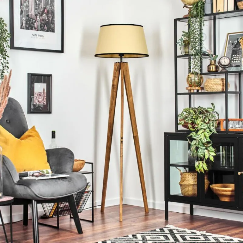 Luminaires Scandinaves-hofstein Chellas Lampadaire Écru, Noir, 1 lumière