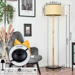 Luminaires Scandinaves-hofstein Chellas Lampadaire Écru, Noir, 1 lumière