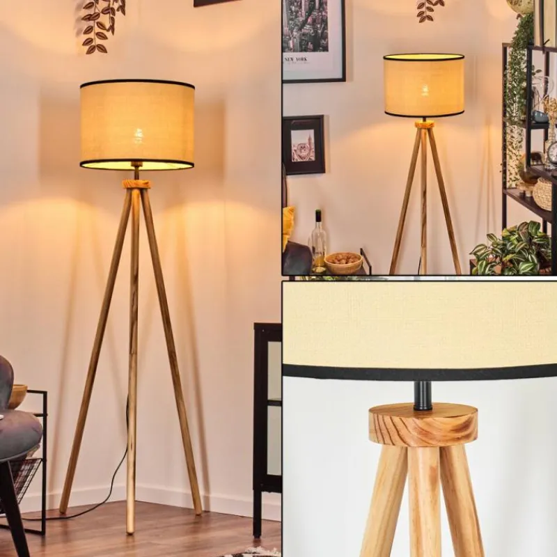 Luminaires Scandinaves-hofstein Chellas Lampadaire Écru, Noir, 1 lumière
