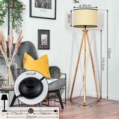 Luminaires Scandinaves-hofstein Chellas Lampadaire Écru, Noir, 1 lumière