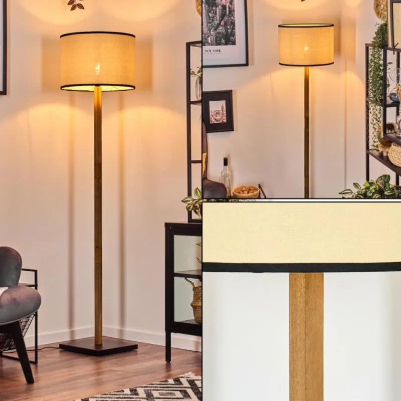 Luminaires Scandinaves-hofstein Chellas Lampadaire Écru, Noir, 1 lumière