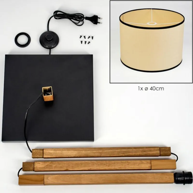 Luminaires Scandinaves-hofstein Chellas Lampadaire Écru, Noir, 1 lumière