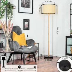 Luminaires Scandinaves-hofstein Chellas Lampadaire Écru, Noir, 1 lumière