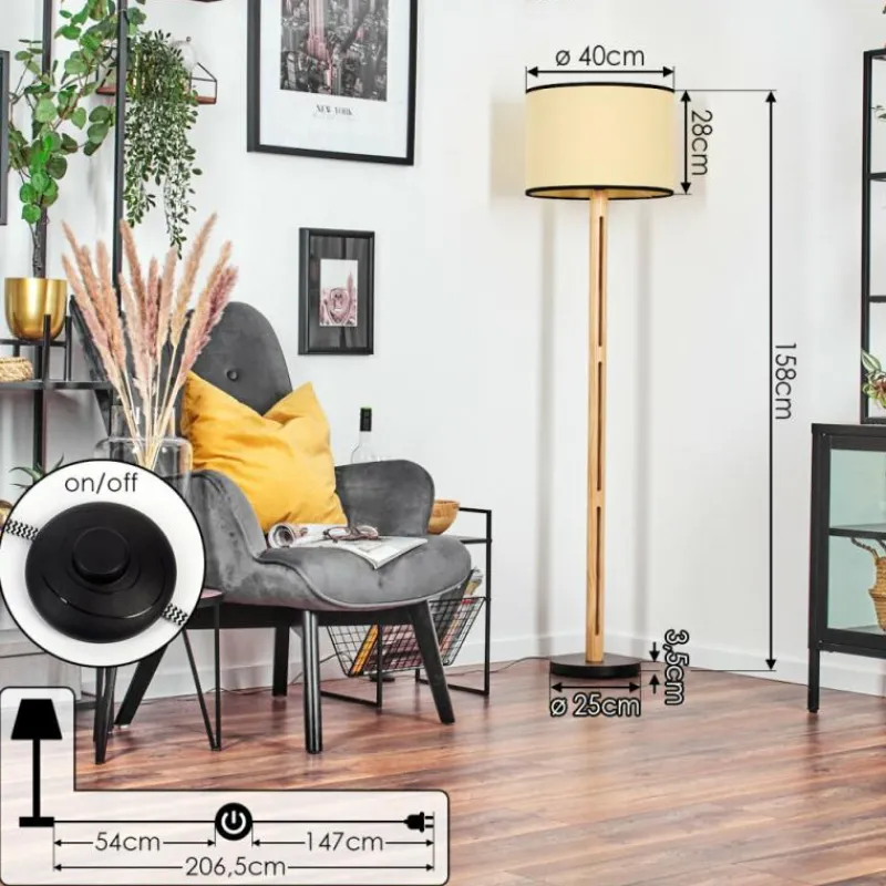 Luminaires Scandinaves-hofstein Chellas Lampadaire Écru, Noir, 1 lumière