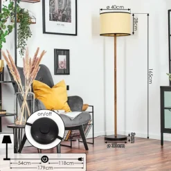 Luminaires Scandinaves-hofstein Chellas Lampadaire Écru, Noir, 1 lumière