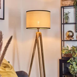 Style Boho-Chic-hofstein Chellas Lampadaire, Liseuse Écru, Noir, 1 lumière