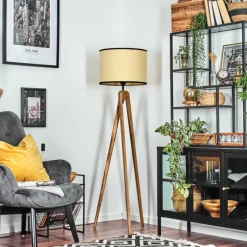 Style Boho-Chic-hofstein Chellas Lampadaire, Liseuse Écru, Noir, 1 lumière