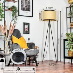 Lampes En Tissu-hofstein Chellas Lampadaire Noir, 1 lumière