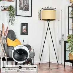 Style Boho-Chic-hofstein Chellas Lampadaire Noir, 1 lumière