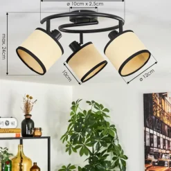 Luminaires Scandinaves-hofstein Chellas Plafonnier Noir, 3 lumières