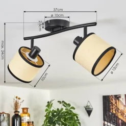 Luminaires Scandinaves-hofstein Chellas Plafonnier Noir, 2 lumières