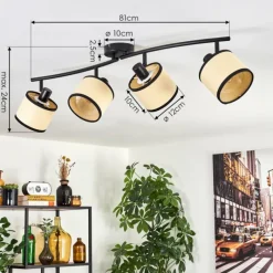 hofstein Chellas Plafonnier Noir, 4 lumières