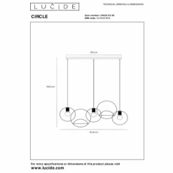 Lampes Vintages & Rétros-Luminaires Lucide CIRCLE Suspension Noir, 3 lumières