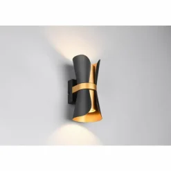 Lampes Dorées-Luminaires Trio Coat Applique murale Noir doré, 2 lumières