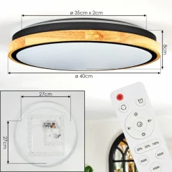 hofstein Coentral Plafonnier, Panel LED Blanc, 1 lumière, Télécommandes