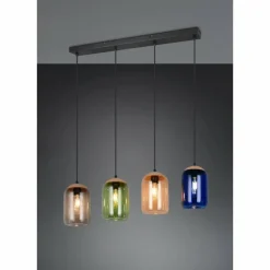 Luminaires Trio Cork Suspension Noir, 4 lumières