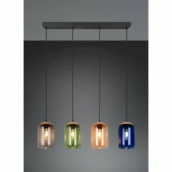 Luminaires Trio Cork Suspension Noir, 4 lumières