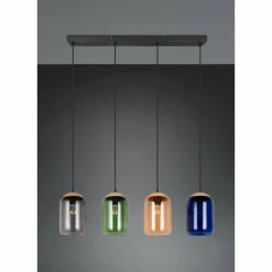Luminaires Trio Cork Suspension Noir, 4 lumières