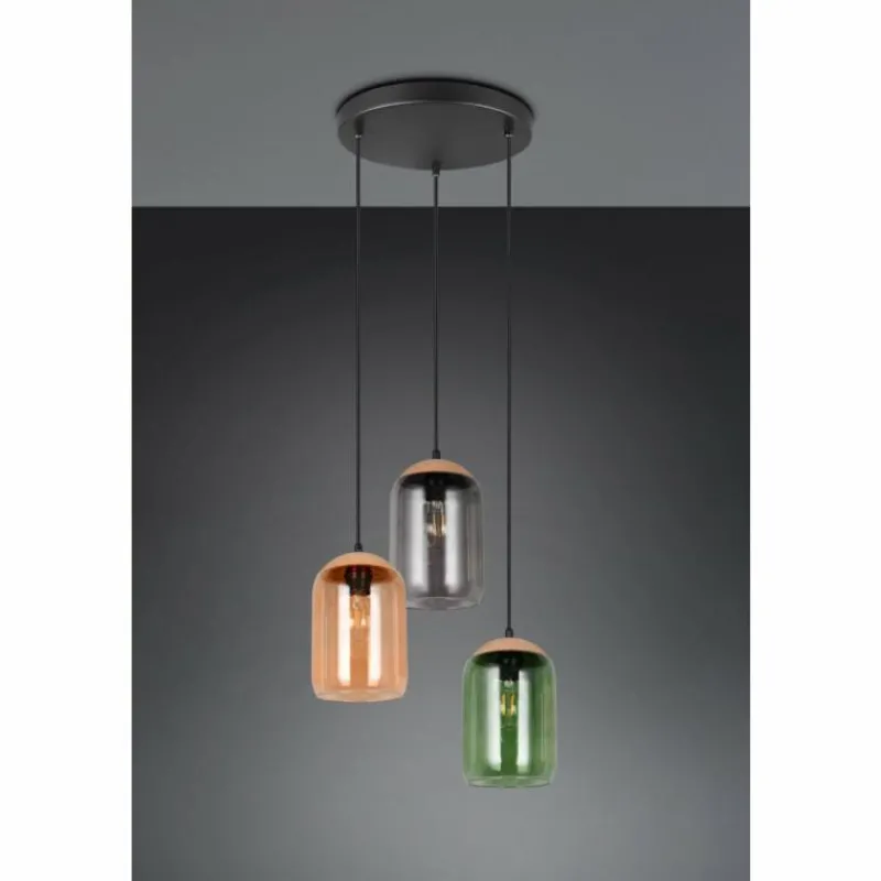 Luminaires Trio Cork Suspension Multicolore, 3 lumières