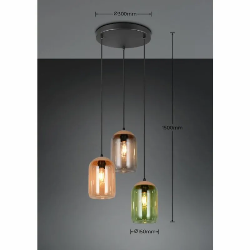 Luminaires Trio Cork Suspension Multicolore, 3 lumières
