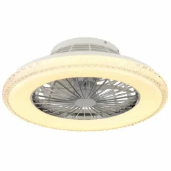 Luminaires Globo Lighting Corusso Ventilateur de plafond lumineux LED Chrome, 1 lumière, Télécommandes