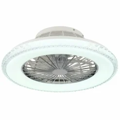 Luminaires Globo Lighting Corusso Ventilateur de plafond lumineux LED Chrome, 1 lumière, Télécommandes
