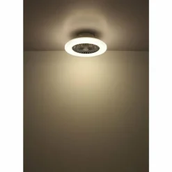 Luminaires Globo Lighting Corusso Ventilateur de plafond lumineux LED Chrome, 1 lumière, Télécommandes