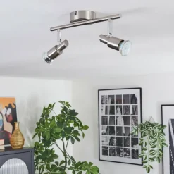 Lampes Vintages & Rétros-hofstein Crina Plafonnier, Spot de plafond LED Chrome, Nickel mat, 2 lumières
