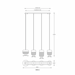 Luminaires Globo Lighting Cristallica Suspension LED Anthracite, 1 lumière
