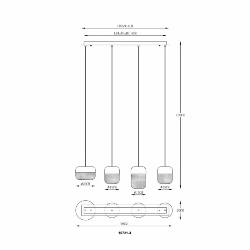 Luminaires Globo Lighting Cristallica Suspension LED Anthracite, 1 lumière