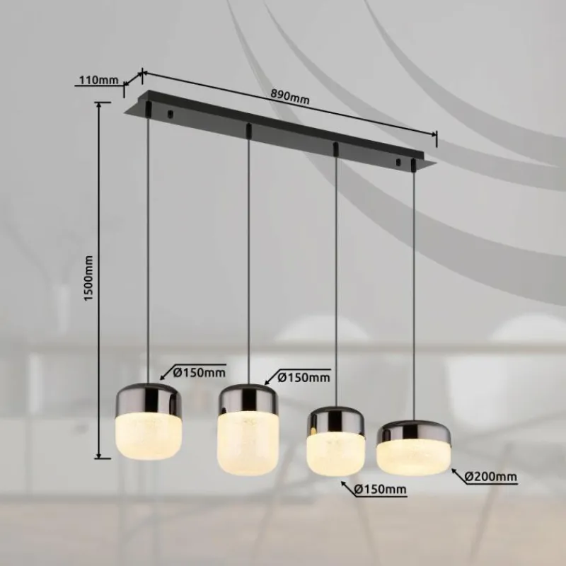 Luminaires Globo Lighting Cristallica Suspension LED Anthracite, 1 lumière