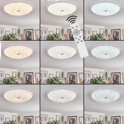 hofstein Cyran Plafonnier LED Blanc, 1 lumière, Télécommandes