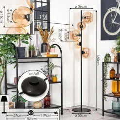 hofstein Dagan Lampadaire Ambre, 5 lumières