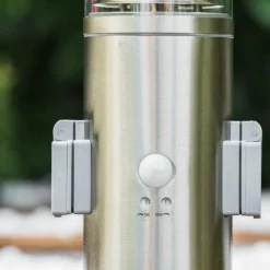 hofstein Dakar Borne lumineuse, Lampadaire Acier inoxydable, 1 lumière, Détecteur de mouvement