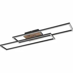 Lampes En Bois-Luminaires Globo Lighting Dakari Plafonnier LED Écru, Noir, 1 lumière