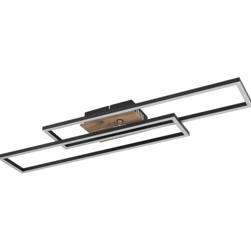 Lampes En Bois-Luminaires Globo Lighting Dakari Plafonnier LED Écru, Noir, 1 lumière