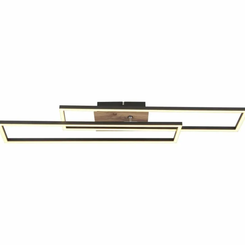 Lampes En Bois-Luminaires Globo Lighting Dakari Plafonnier LED Écru, Noir, 1 lumière