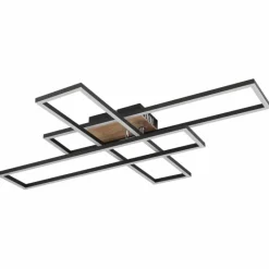 Lampes En Bois-Luminaires Globo Lighting Dakari Plafonnier LED Écru, Noir, 1 lumière