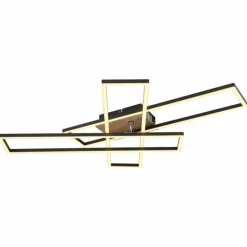 Lampes En Bois-Luminaires Globo Lighting Dakari Plafonnier LED Écru, Noir, 1 lumière