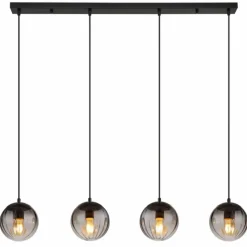 Suspension Verre Fumé-Luminaires Globo Lighting DALLERTA Suspension Noir, 4 lumières