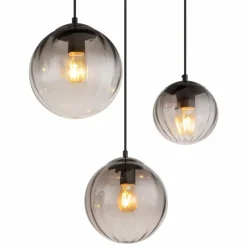 Suspension Verre Fumé-Luminaires Globo Lighting DALLERTA Suspension Noir, 6 lumières