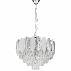 Suspension Verre Fumé-Luminaires Globo Lighting Dalton Lustre Chrome, 9 lumières