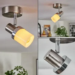 hofstein Davor Plafonnier, Spot de plafond Chrome, Nickel mat, 1 lumière